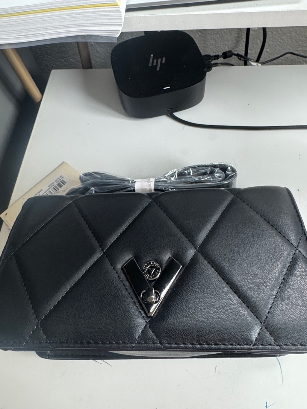 Nwt Valentino Orlandi Quilted Black Crossbody Shoulder Bag - Vegan Leather